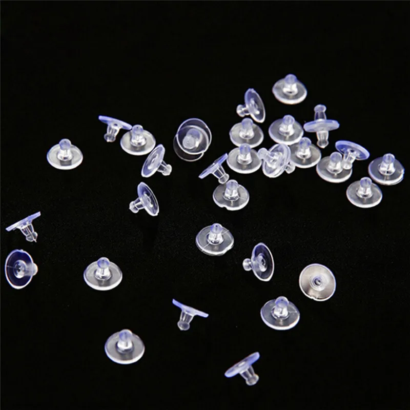 

50PCS /bag EClear Soft Silicone Rubber Earring Backs Safety Bullet Stopper Rubber Jewelry Accessories DIY Parts Ear Plugging