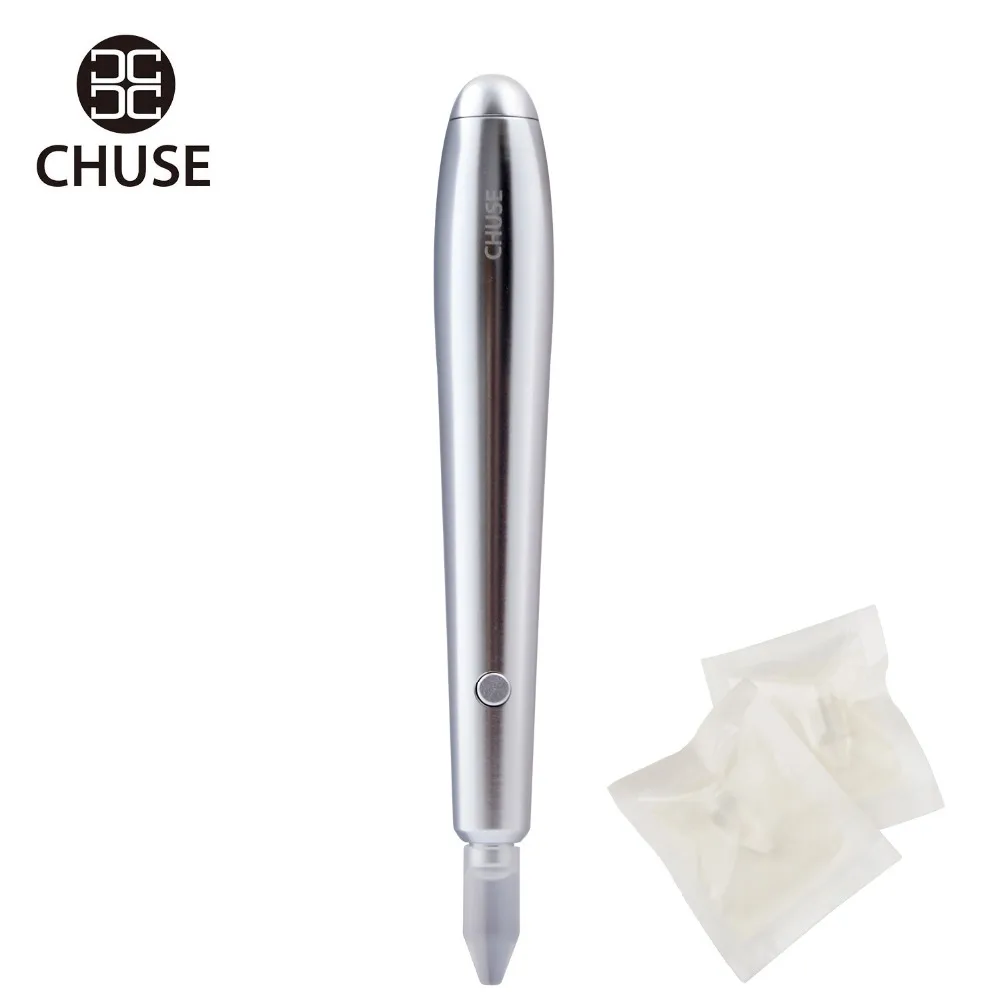 CHUSE Silver Pigment Detector Pen Tattoo Light Indicator Repair Tool for Permanent Makeup With 2 Pieces Disposable Caps