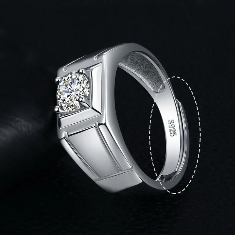 

Fashion 925 Silver Ring, Sterling Silver Imitation Diamon d Adjustable Ring For Female Male