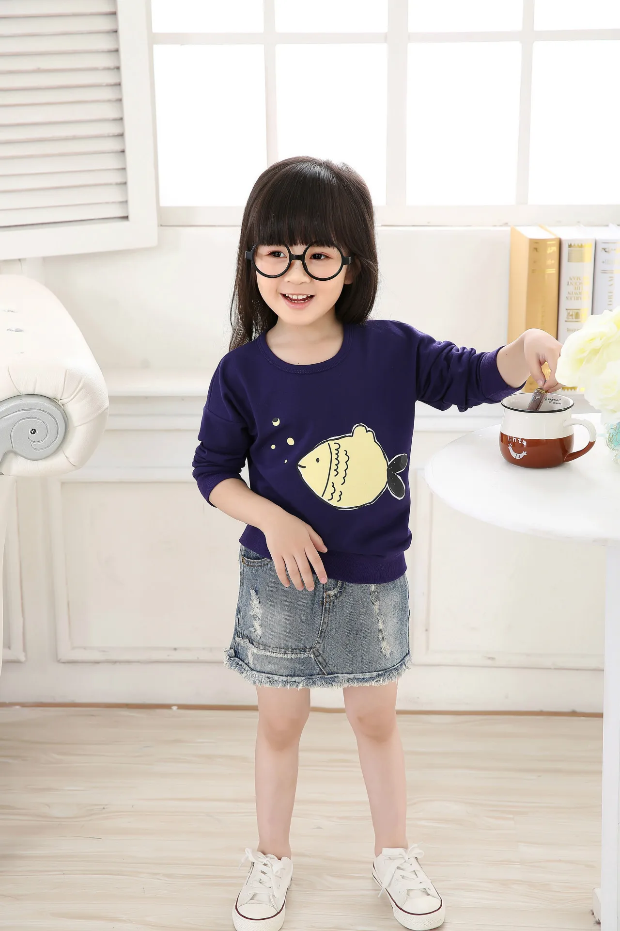 2022 Spring brand girls boy long sleeve t shirt Cotton Fish Fashion Tracksuit sweatshirt baby kids sports tops tee cool things