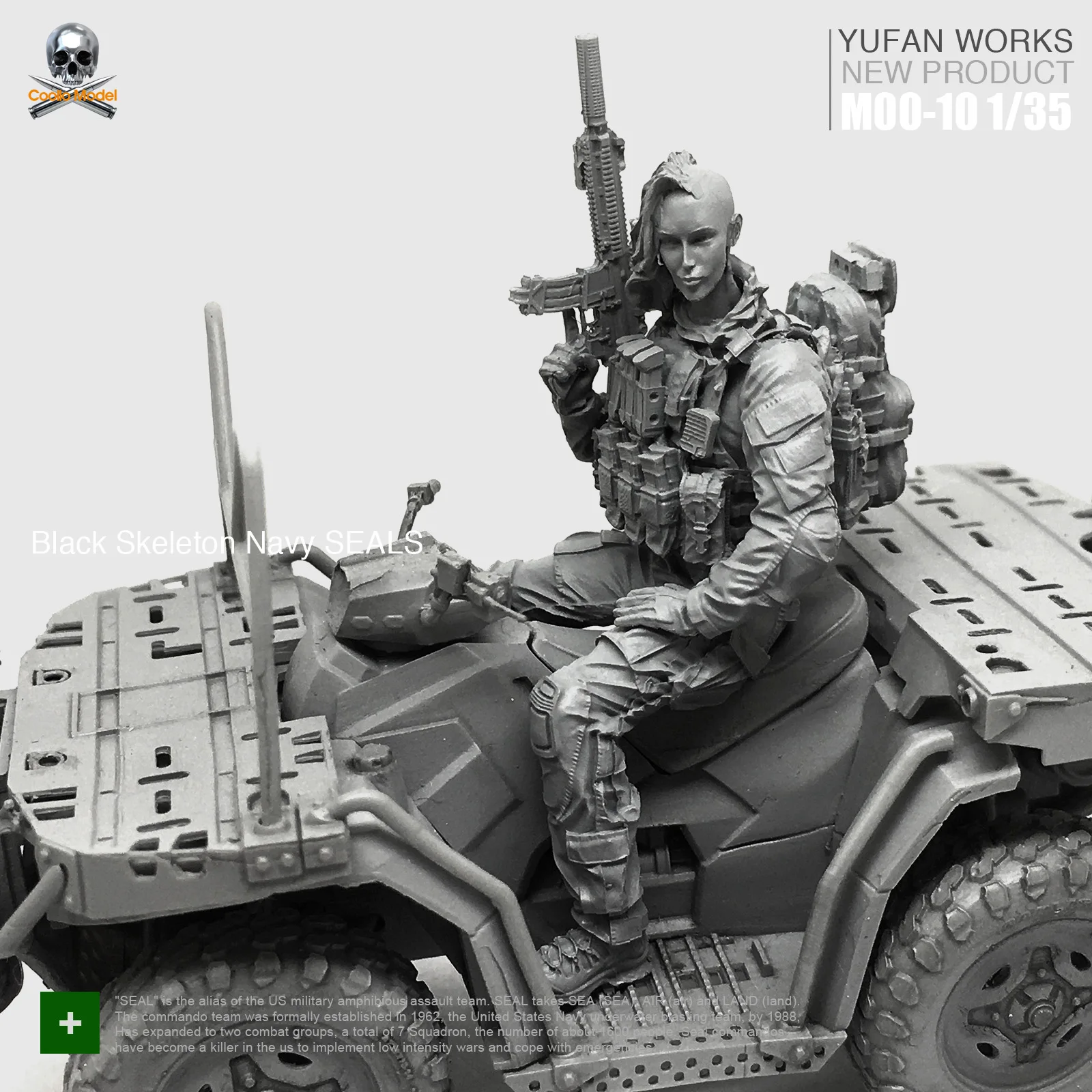 

Yufan Model 1/35 Resin Figure Female Soldier + Terrain Car US Military Seal Commando Beauty Driver Moo-10