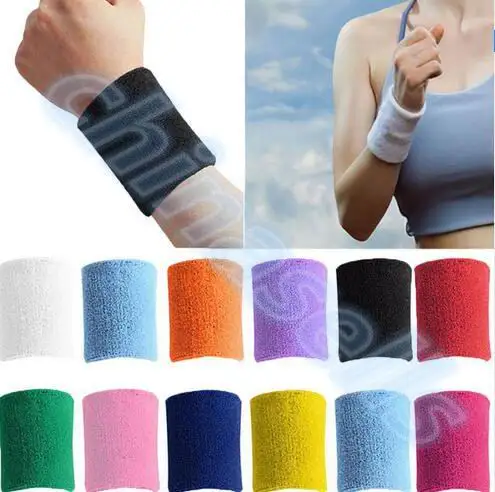 Sports Sweatband Cotton 15*8cm Terry Cloth Wrist Sweat Bands Tennis Fitness Basketball Wristband Wrist Support Protector