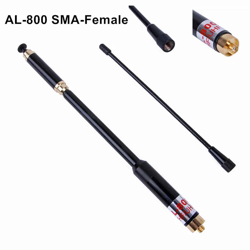 

Al-800 AL800 144/430 MHz SMA F Female M Male BNC High Gain Super Quality Telescopic Antenna for Pryme Kenwood HYT Baofeng UV-5R