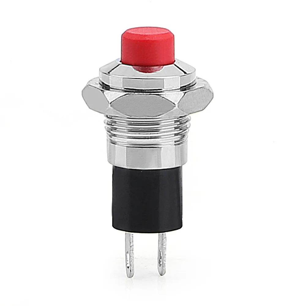 MINI 10mm IP67 Push Button SPST Latching N/O OFF-ON Switch Red/Black For Car/Boat