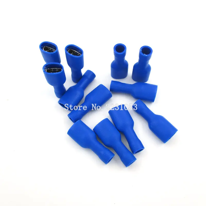 100PCS 50 Pair FDFD2-250*50 MDD2-250*50 16-14AWG BLUE Insulated Spade Crimp Wire Cable Connector Terminal Male/Female Kit