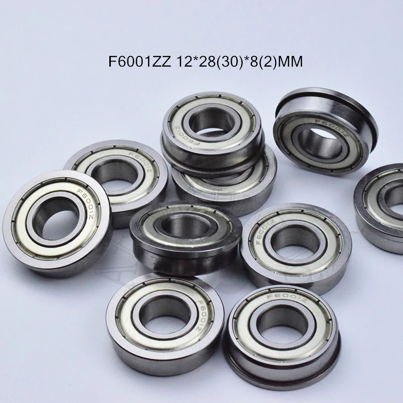 

F6001ZZ 12*28(30)*8(2)MM 10pieces Flange bearing 6001 6001zz Metal sealed free shipping ABEC-5 chrome steel bearings hardware