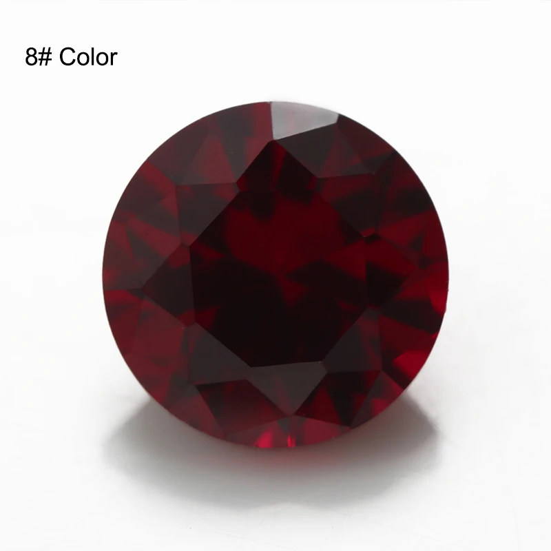 Size 1.0~12mm Round Brilliant Cut Rubys Synthetic Corundum 5# 8# Red Stone For Jewelry