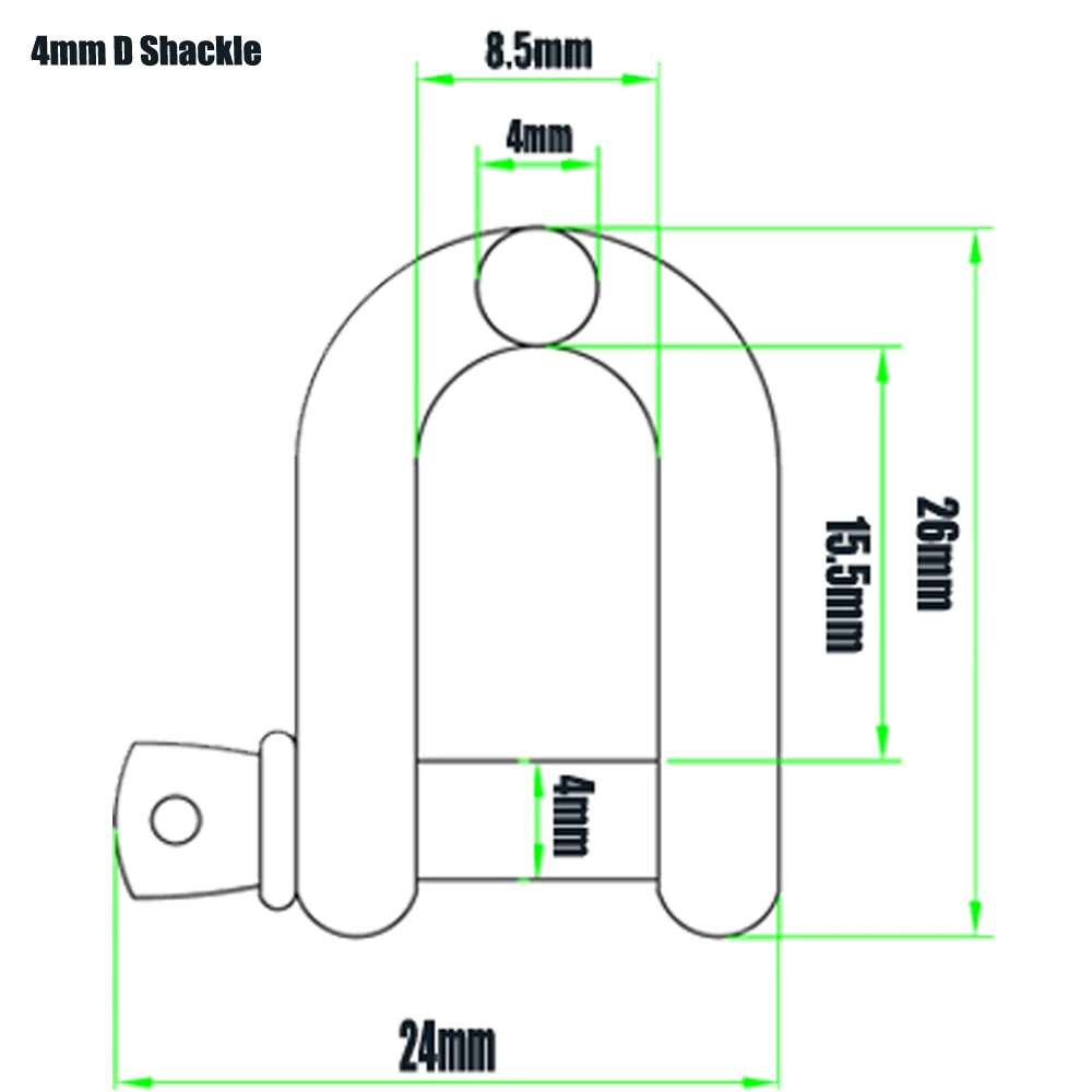 10pcs 4mm Stainless Steel D shackles for Connections of Chains or Wire Rope Adjustable Paracord Bracelet Survival Buckles