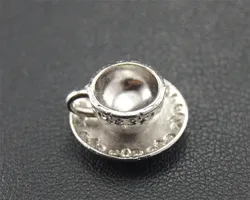 8pcs  Silver Color 3D Coffee Cup Charm Handmade Teacup Charms Pendants Jewelry Findings A1739