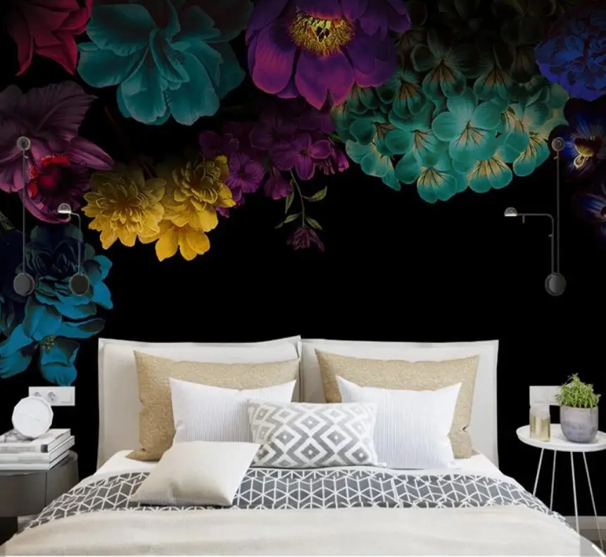 

3D Rose Flower Wallpaper Murals for Living Room Home Wall Mural Decals Wall Art Photo Wall Paper Contact Paper Primitive Decor