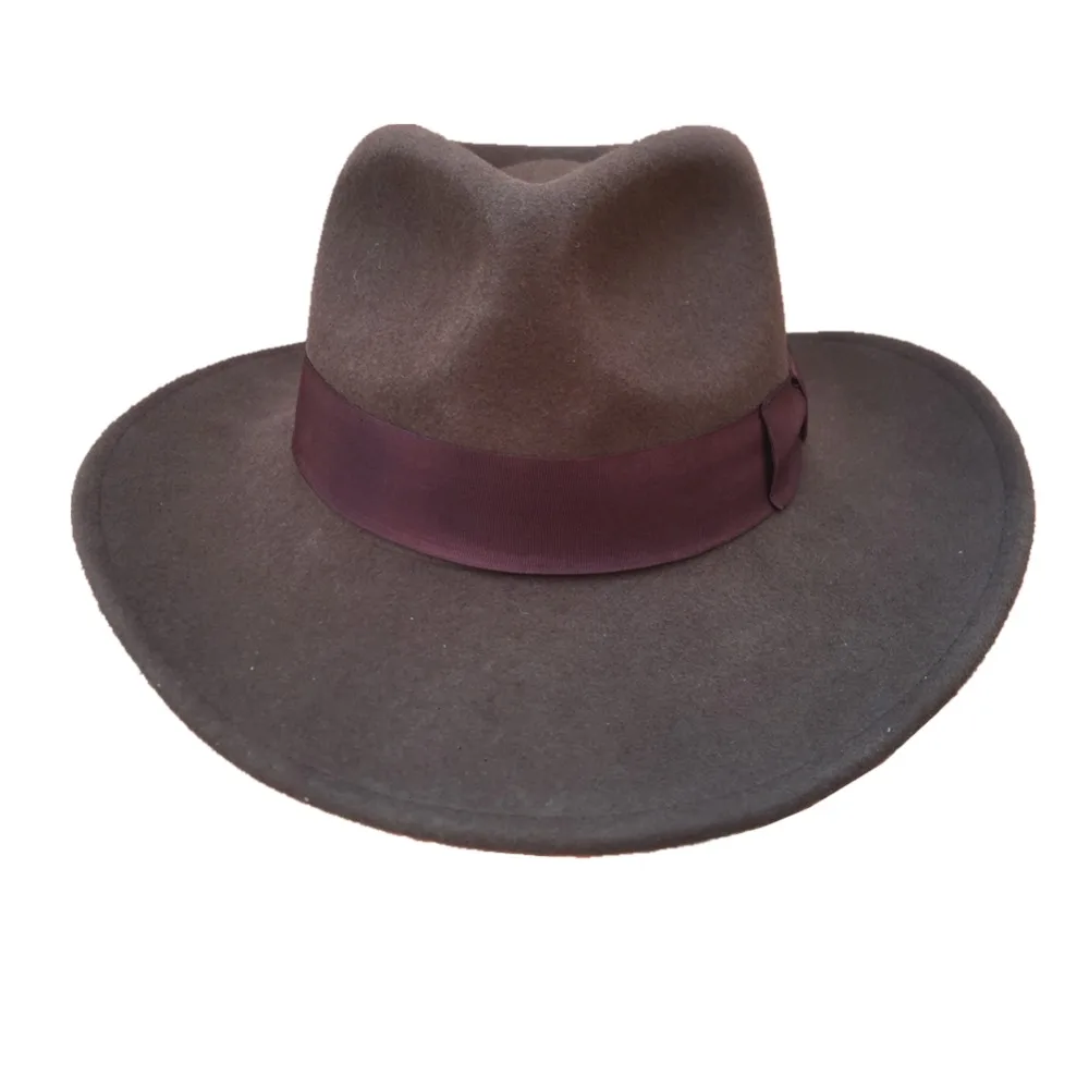 Brown Crushable Cowboy Fedora Hats Indiana Jones Outback Hat -Simple Package