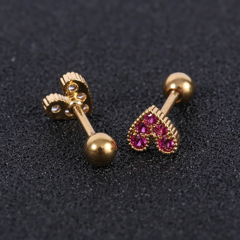 1 piece Heart Shaped Mini Earrings for Women Medical  Stainless steel Prevent Allergy Stud Earrings Party Mini Jewelry