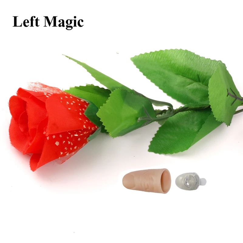 1 Set Flash Light Up Rose Include Finger Light Silk Flowers Magic Trick Illusion Valentine\'S Day Gift Prop Magic Kids Toys