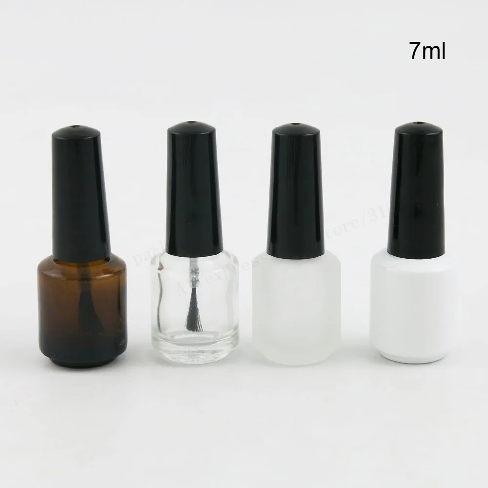 Frasco de esmalte de unha de vidro vazio, frasco pequeno amb de vidro para esmalte de unha com tampa de escova, 50x7ml