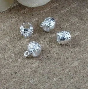 

100 pcs/lot 9*9MM Zinc alloy bead Shiny Silver Plated big hole bead Jewelry Findings JJA2835