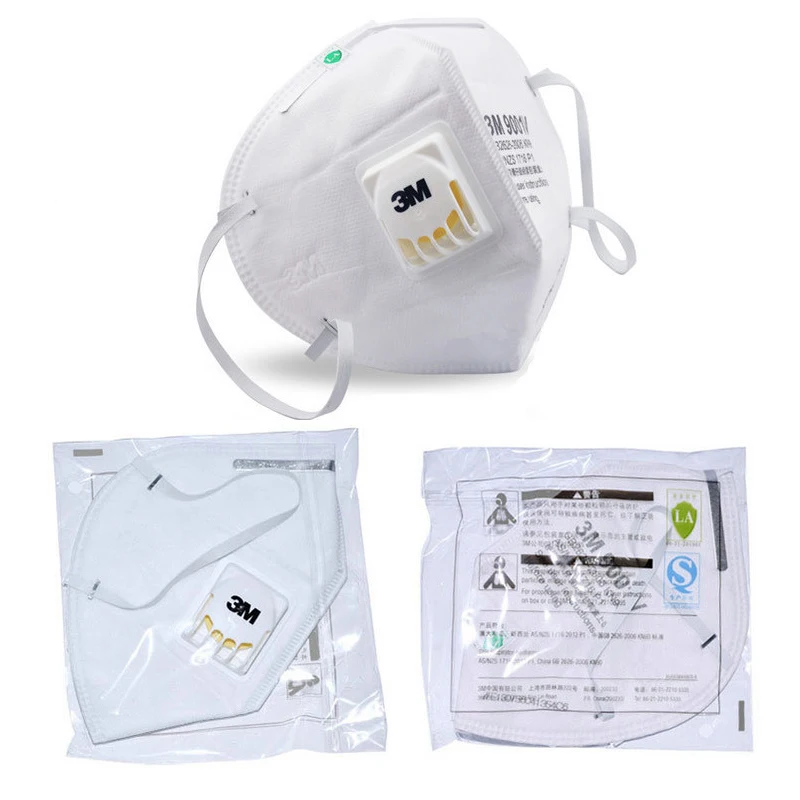 Imagem -05 - Anti Poeira pm 2.5 Máscara Anti Gripe Kn90 Válvula de Respiração Máscara de Filtro de Tecido Não Tecido Dobrável Adulto Máscaras de Segurança Pcs 3m 9001v