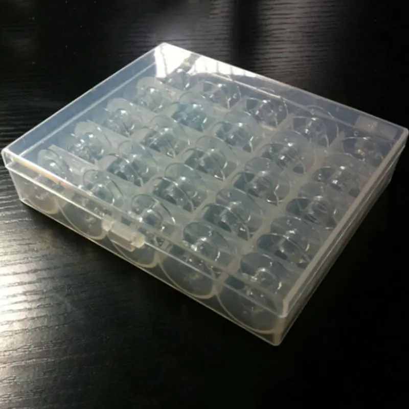 Core Box Transparent Plastic Sewing Bobbin Storage Coil Bobbins for sewing machine 25pcs/box