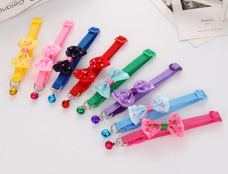 100pcs/lot pet dog collar bow bell collar collar multicolor cat collar pet supplies wholesale