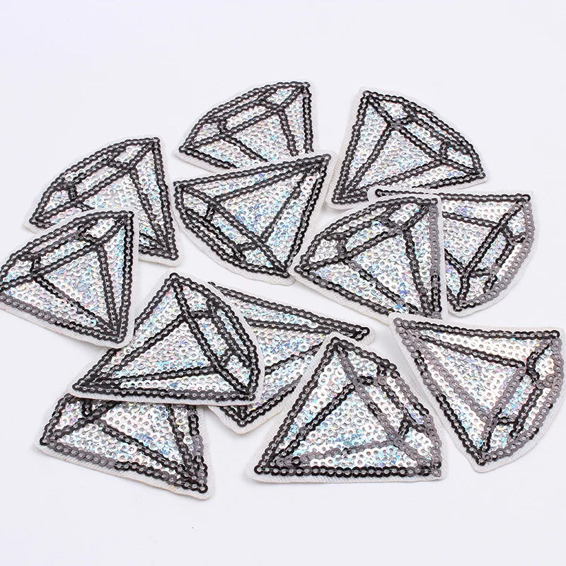 10pcs/lot Sequiend Diamond Patch Iron On Garments Stickers Sewing Jeans backpack Fabric Appliques DIY Coats Hats Pants Patches