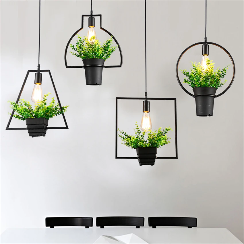 French Pastoral Plant Pendant Lights E27 Nordic Aisle Living Room Corridor Bar Restaurant Shop Window Pendant Lamps Potted Lamps