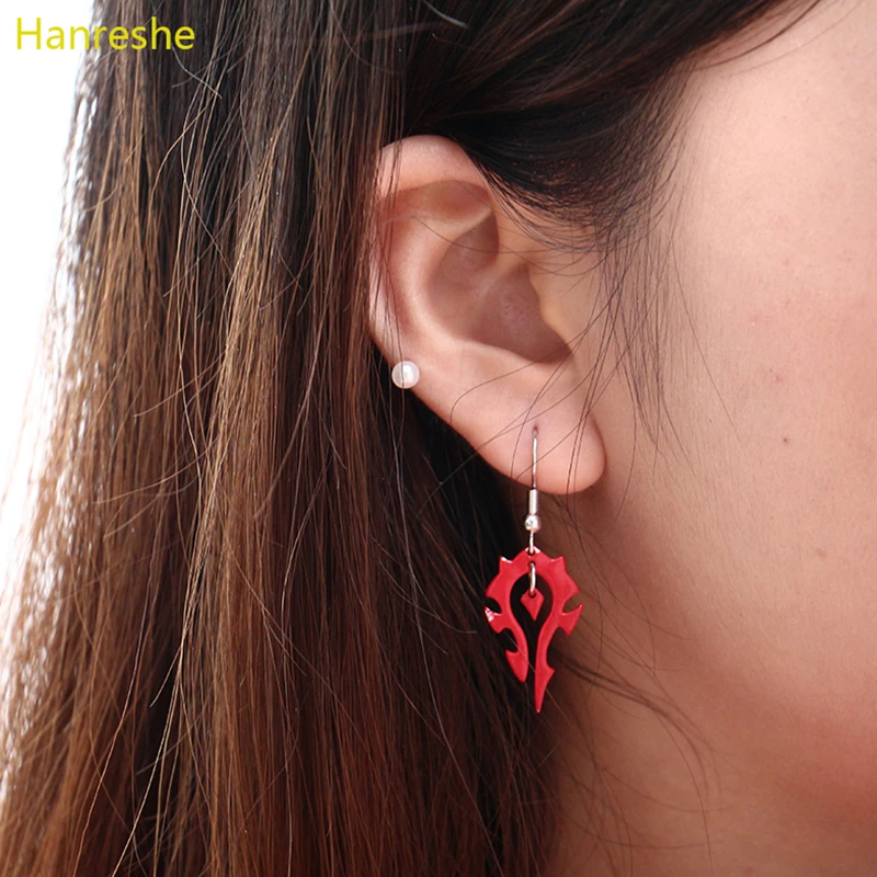 New World of Horde Drop Earrings the Horde Symble Game/Movie Punk Jewelry WOW Red enamel Earrings