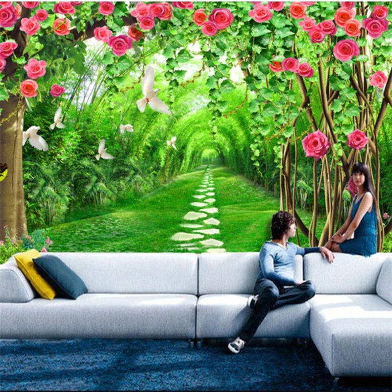 

wellyu papel de parede para quarto Custom wallpaper Flower rattan forest path 3D TV backdrop wall photo wallpaper behang