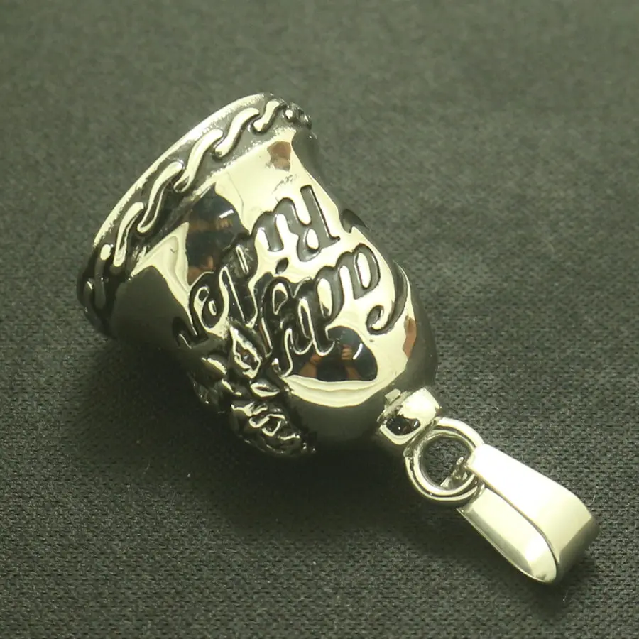 316L Stainless Steel Cool Lady Rider Rose Flower Have Sound Ring Bell Pendant For Gift