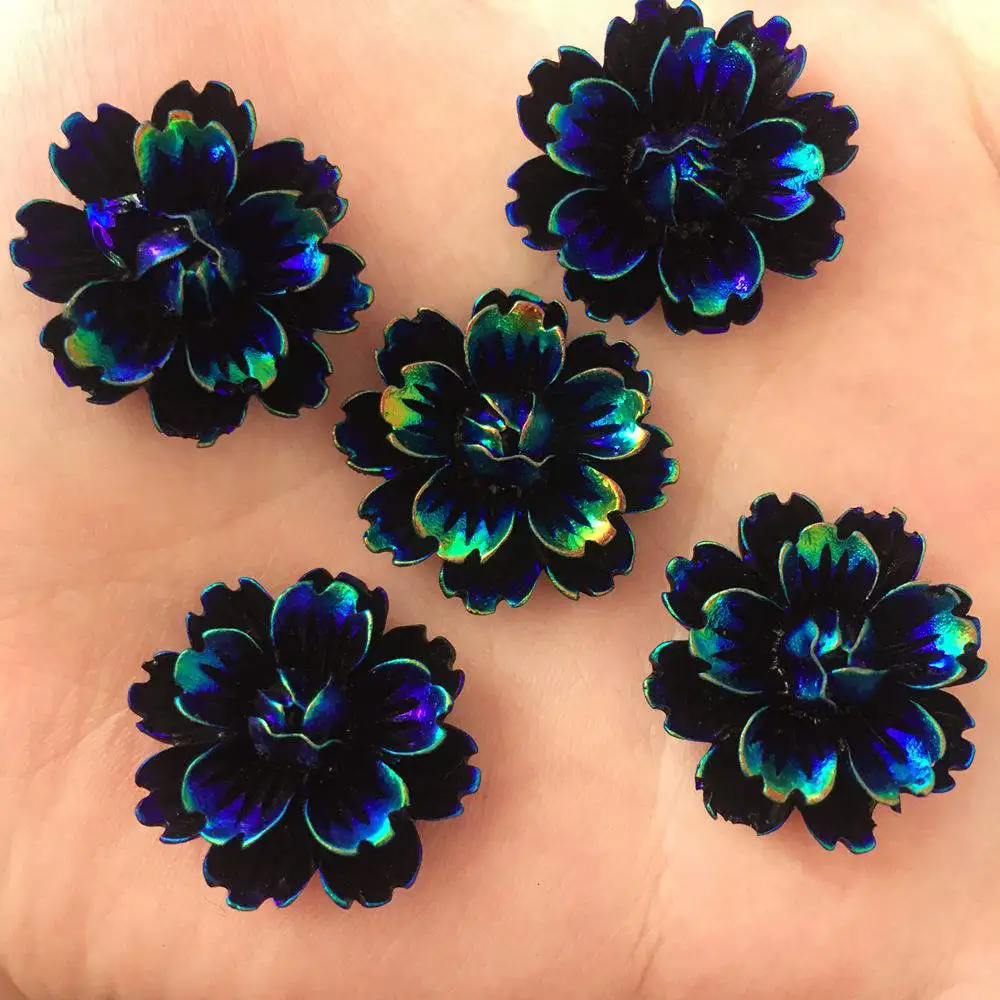 NEW 12PCS 25mm AB Resin Candy Color Flower Stone Flatback Wedding Buttons Crafts K130*2