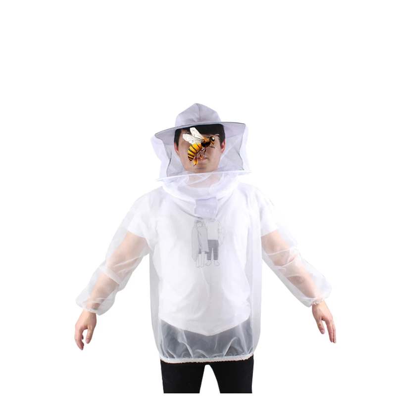 6PCS Beekeeping Clothing Nylon Cap Mask Schleier White Anti-Bite Coat Veil Hood Hat Suit Sleeve Head Apiculture Protection Tools