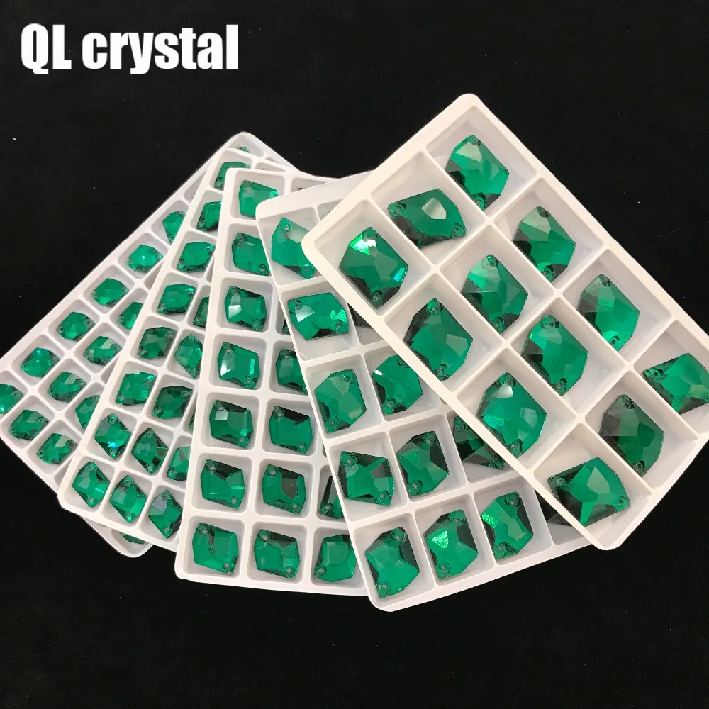 ALL Size Malachite Green Special-shaped Sew on Crystal Rhinestone Flatback for wedding Dress DIY clothes shoes bags accessories