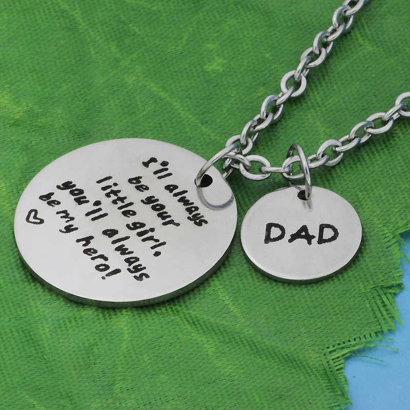 Ufine Dad gift Pendant Necklace for Men Stainless Steel I'll always be your littler girl Jewelry N485