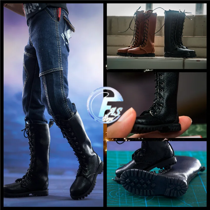 Neue 1/6 Skala Mann Figur Schuhe Lange Stiefel Schuhe Modell Solide Innen mit Füßen für 12 zoll Action Figur Körper spielzeug