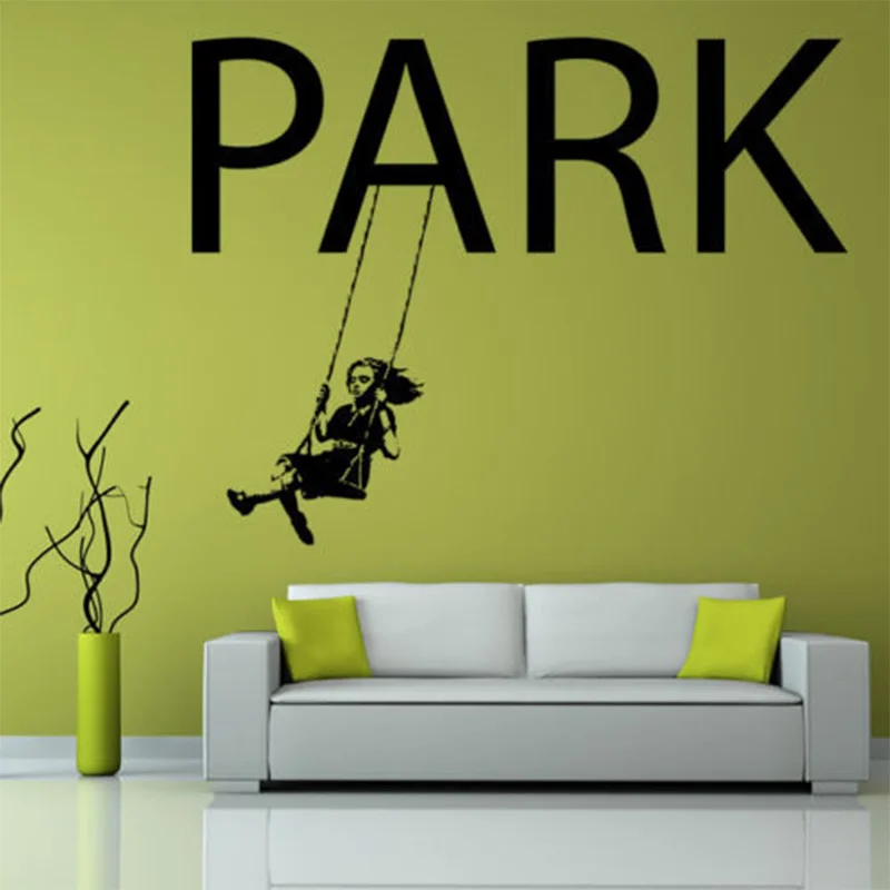 

On Sale Girl on Swing Banksy Style Wall Decal Art Grafitti Wall Sticker