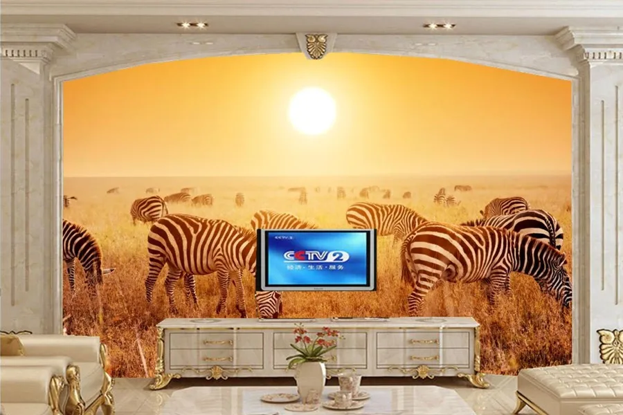 

Custom papel de parede,Zebras Sunrises and sunsets Animals wallpapers,living room sofa TV wall bedroom 3d wall murals wallpaper