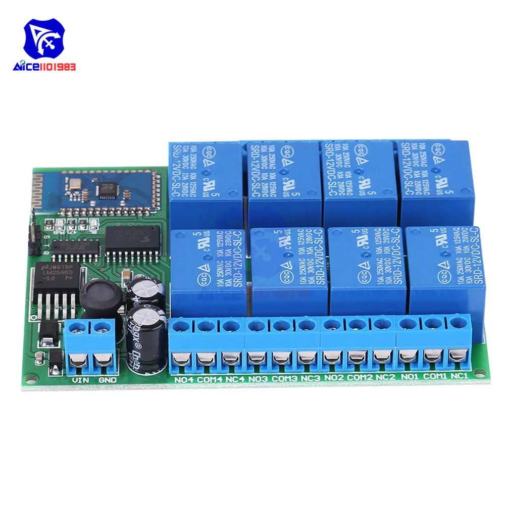 12V 8 Channel Bluetooth Modul Relay Remote Control Switch Board UNTUK Android Smart Home