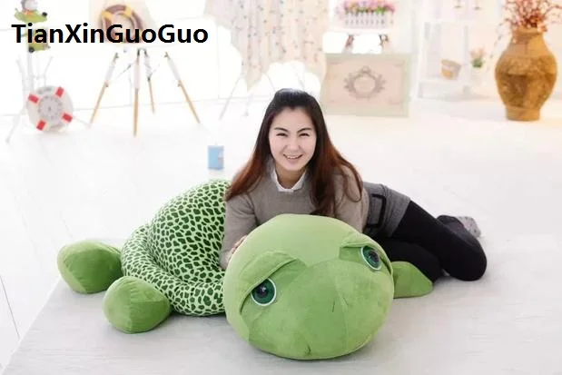 

huge 120cm cartoon tortoise plush toy lovely green turtle soft doll hugging pillow birthday gift s0917