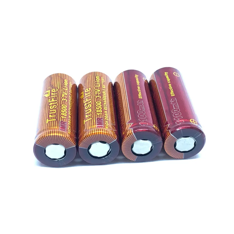 

4pcs/lot Trustfire IMR 18500 3.7V 1100mAh High Drain Rechargeable Lithium-ion Battery High Magnification 10A Batteries Cell