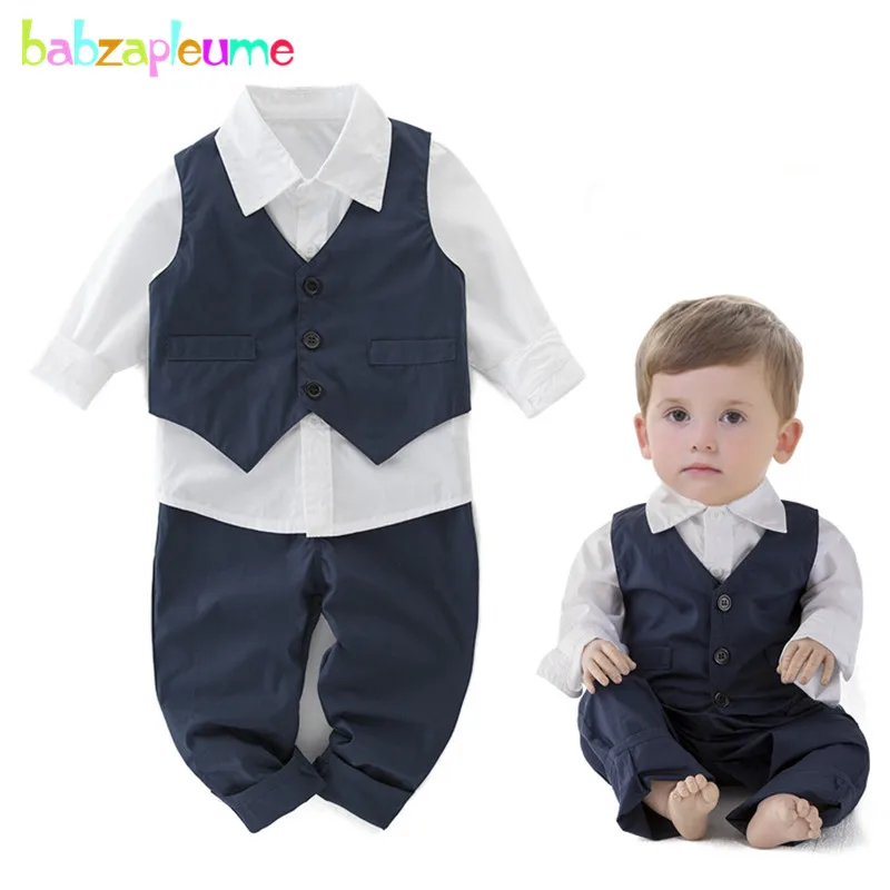 

Spring Toddler Boy Outfits Korean Fashion Gentleman Suit Long Sleeve Cotton Baby Tops+Vest+Pants Kids Boutique Clothes BC1158