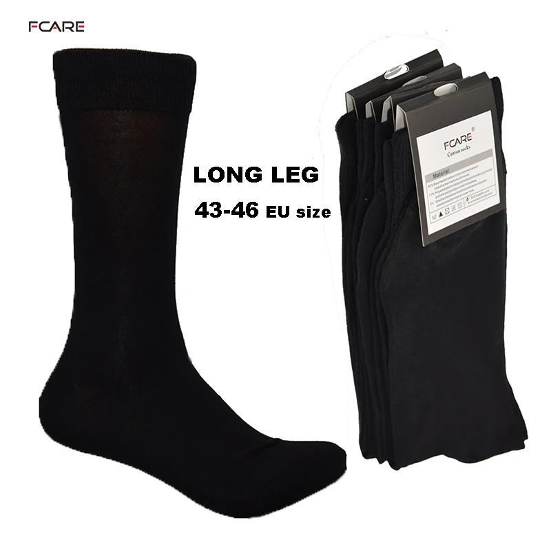 

Fcare 10PCS=5 pairs 43, 44, 45, 46 EU plus size long leg business socks crew socks men cotton dress business black socks