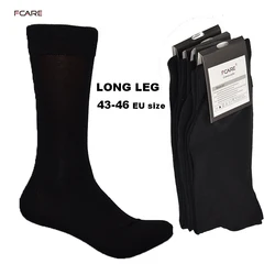 Fcare 10PCS=5 pairs 43, 44, 45, 46 EU plus size long leg business socks crew socks men cotton dress business black socks