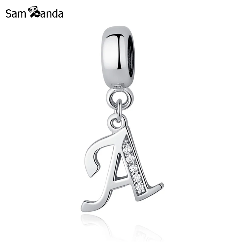 Authentic 925 Sterling Silver Charm Bead Vintage A-Z Letter Alphabet Dangle Charms Fit Pan Brand Original Bracelet Fine Jewelry