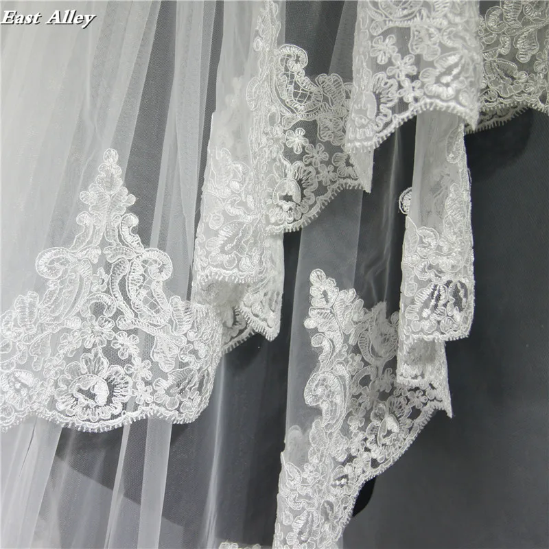 ยาว 300 ซม.กว้าง 250 ซม.สีขาว/งาช้างเจ้าสาวลูกไม้แต่งงาน Wedding Veil กับหวี