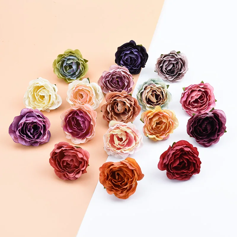 100 Stück Künstliche Blumen Seiden-Pfingstrosen Heimdekorationszubehör DIY Kopfschmuck Handgelenkblume Hochzeitsdekorationsblumen Geschenke – Detail 2