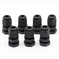 10 Pcs PG7 Black Plastic Waterproof Cable Glands Joints