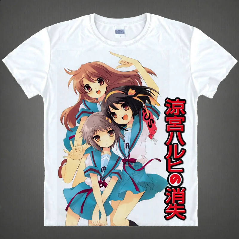 Coolprint Anime Shirt The Melancholy of Haruhi Suzumiya T-Shirts Multi-style Short Sleeve Suzumiya Haruhi Cosplay Motivs Shirts