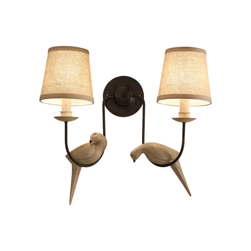 American Village Pastoral Birds Wall Lamps European Art Bedroom Wall Lamps Retro Creative Bedside Lamps Wall lights