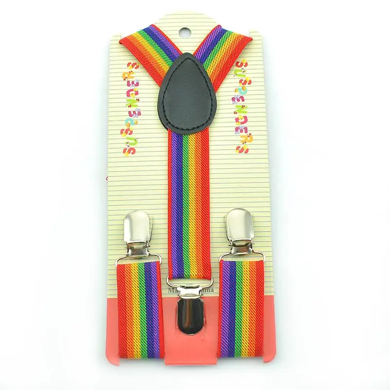 3 colors Cute 2.5x65cm Rainbow Stripe Kids Suspenders Children/Boys/Girls Elastic Braces Slim Suspender Y-back Suspender Braces