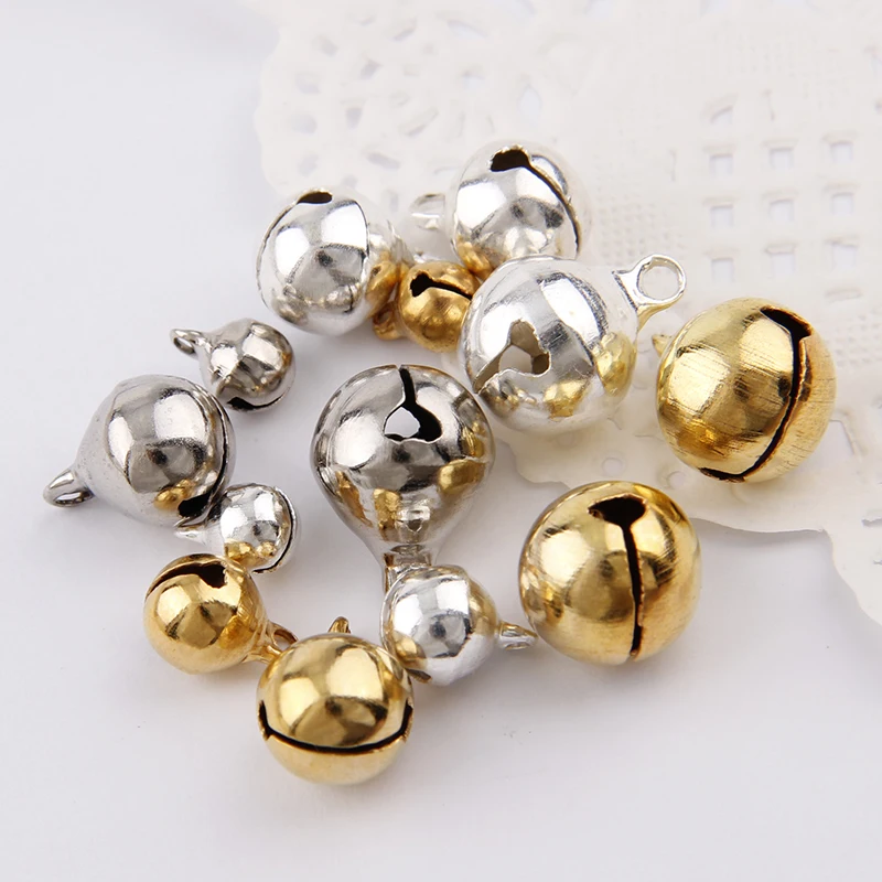 Silver Gold Nickel Copper Jingle Bells Pendants Hanging Christmas Ornaments Christmas Decorations Party DIY Crafts Accessories