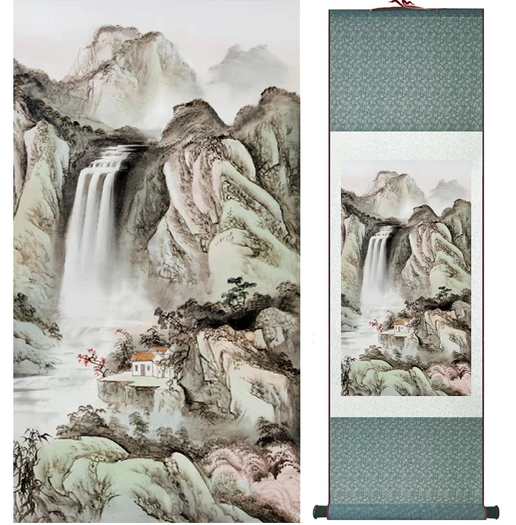 

landscape painting Home Office Decoration Chinese scroll painting mountain and River paintingPrinted painting042209