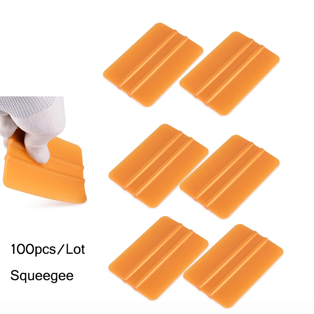 

EHDIS 100Pcs Gold Plastic Squeegee 3D Carbon Fiber Vinyl Film Wrapping Tools Household Cleaning Brush Window Tint Wrap Tools